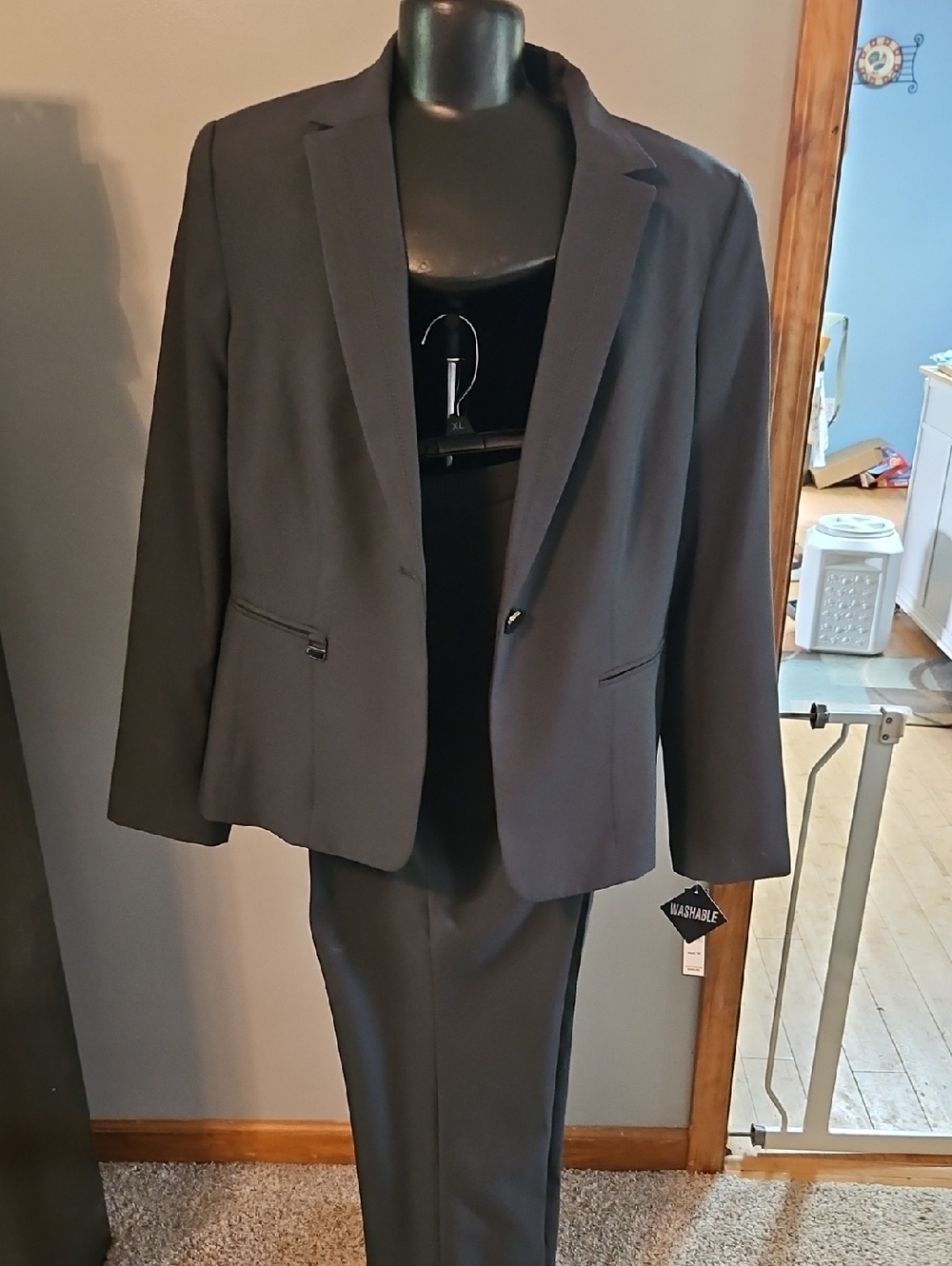 Classic Black Womens Two-Piece Suit Jacket and Pants